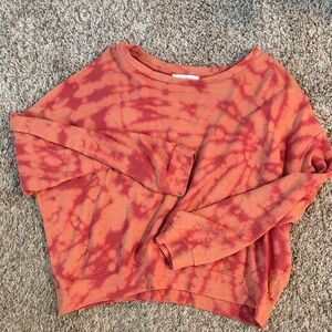 Tie-Dye Lightweight Pullover Sweatshirt - Orange/Red
